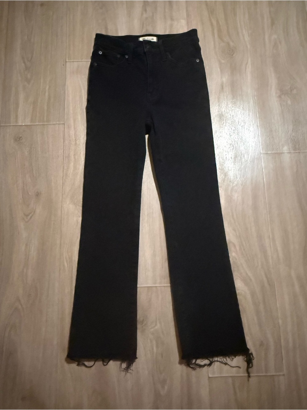 Madewell Cali Demi-Boot Black Raw Hem Jeans 26